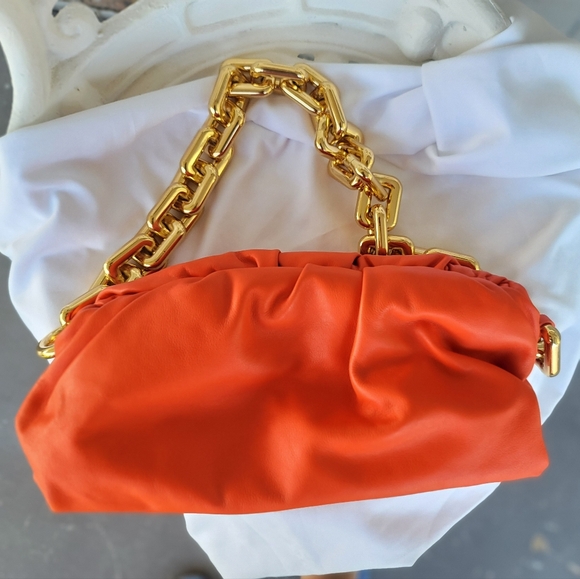 Bottega Veneta Handbags - Bottega Veneta orange chain pouch bag